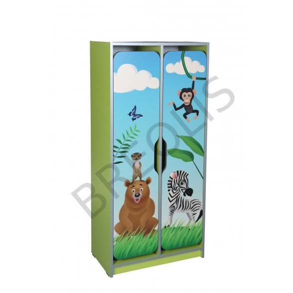 Two-door wardrobe for a locker room with photo print "Savanna"