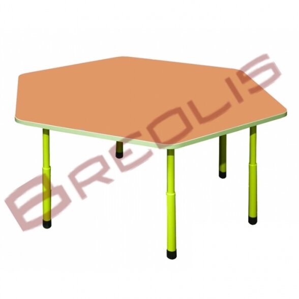 Hexagonal children's table, adjustable, height groups №1-3