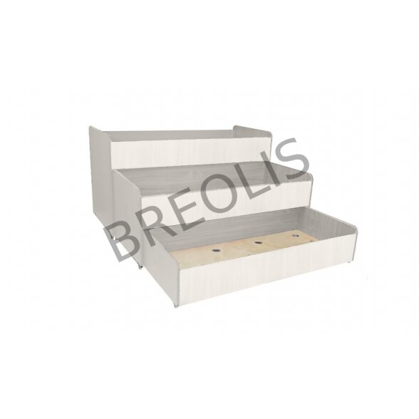 Three-tiered bed for children with a lid, without a mattress, without lid, milky oak