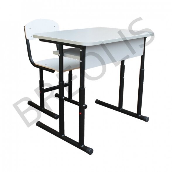 Adjustable height single school set MS1J HPL, black metal